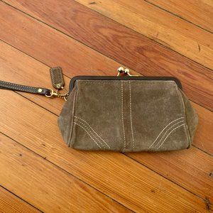 COACH Brown Suede Wristlet